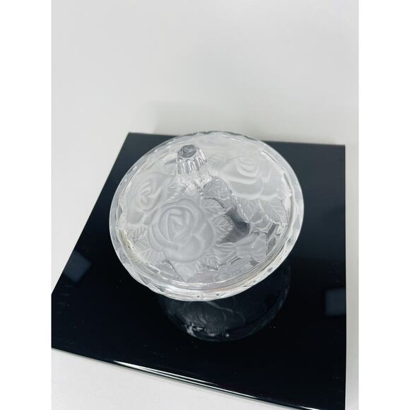 Rose Petals Glass Candy Bowl Covered Box Home/Room Decoration Preloved - Picture 5 of 8